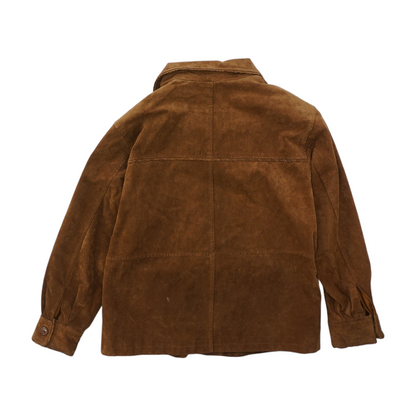 Brown Petite Solid Leather Jacket