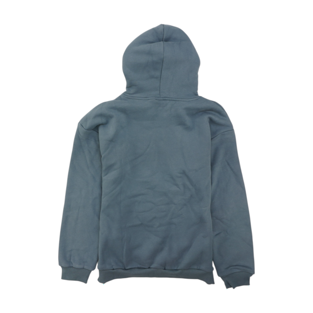 Blue Solid Hoodie Pullover