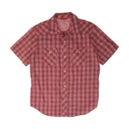 Red Plaid Short Sleeve Button Down