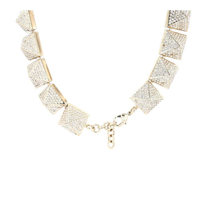 Gold Tone Crystal Rockstud Choker Pendant Necklace