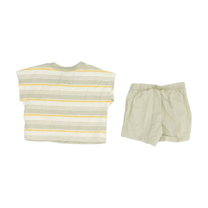 Gray Striped Sleeveless Set