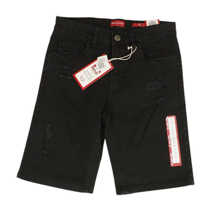 Black Solid Denim Shorts