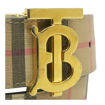 Reversible Check TB Monogram Belt in Archive Beige Check/Smooth Black Leather