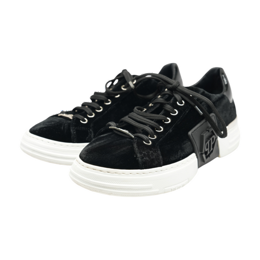 Lo-Top Hexagon Sneakers in Patent Leather and Velvet