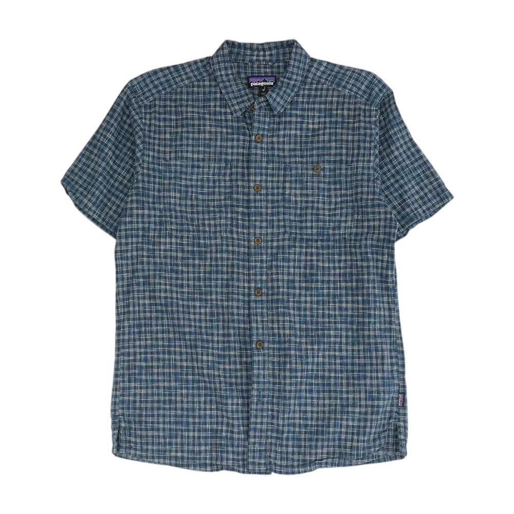 Navy Plaid Short Sleeve Button Down