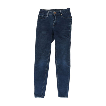 Blue Solid Mid Rise Skinny Leg Jeans