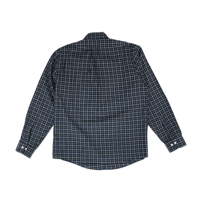 Navy Plaid Long Sleeve Button Down
