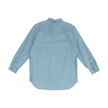 Blue Solid Flannel Button Down