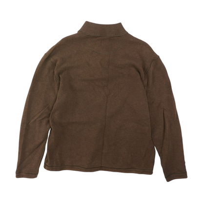 Brown Solid 1/4 Zip Pullover