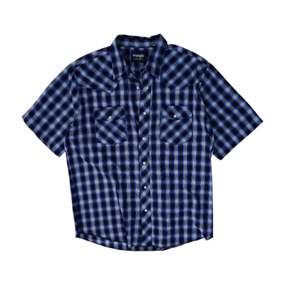Blue Plaid Short Sleeve Button Down