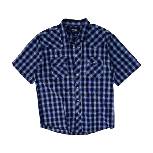 Blue Plaid Short Sleeve Button Down