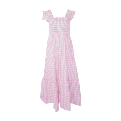Pink Check Midi Dress