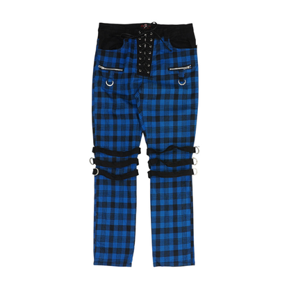 Blue Plaid Regular Jeans