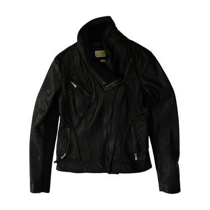 Black Solid Leather Jacket