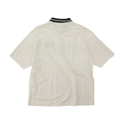 Vintage White Solid Short Sleeve Polo