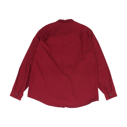 Red Tall Solid Flannel Button Down