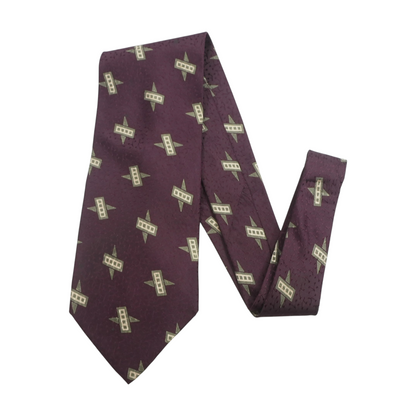 Vintage Burgundy Print Neck Tie