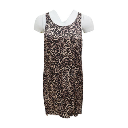 Tan Animal Print Midi Dress