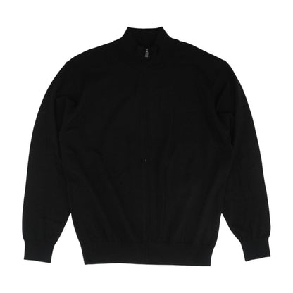 Black Solid Full Zip Sweater