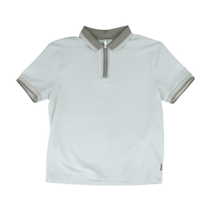 Cream Solid Short Sleeve Polo