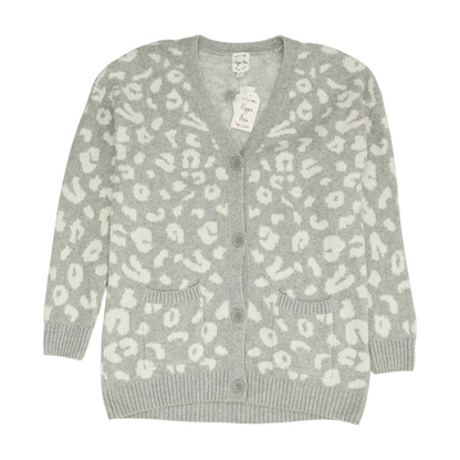 Gray Animal Print Cardigan Sweater