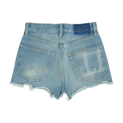 Blue Solid Denim Shorts