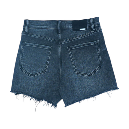 Black Solid Denim Shorts