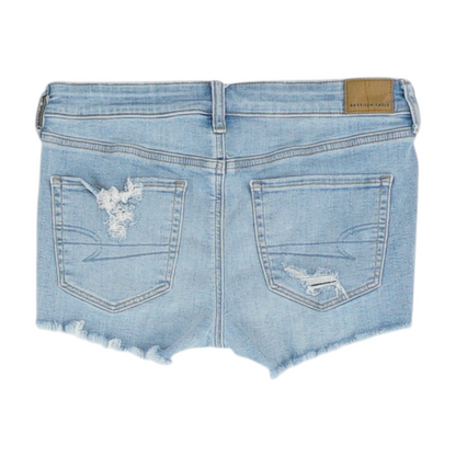 Blue Solid Denim Shorts