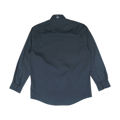 Black Solid Long Sleeve Button Down