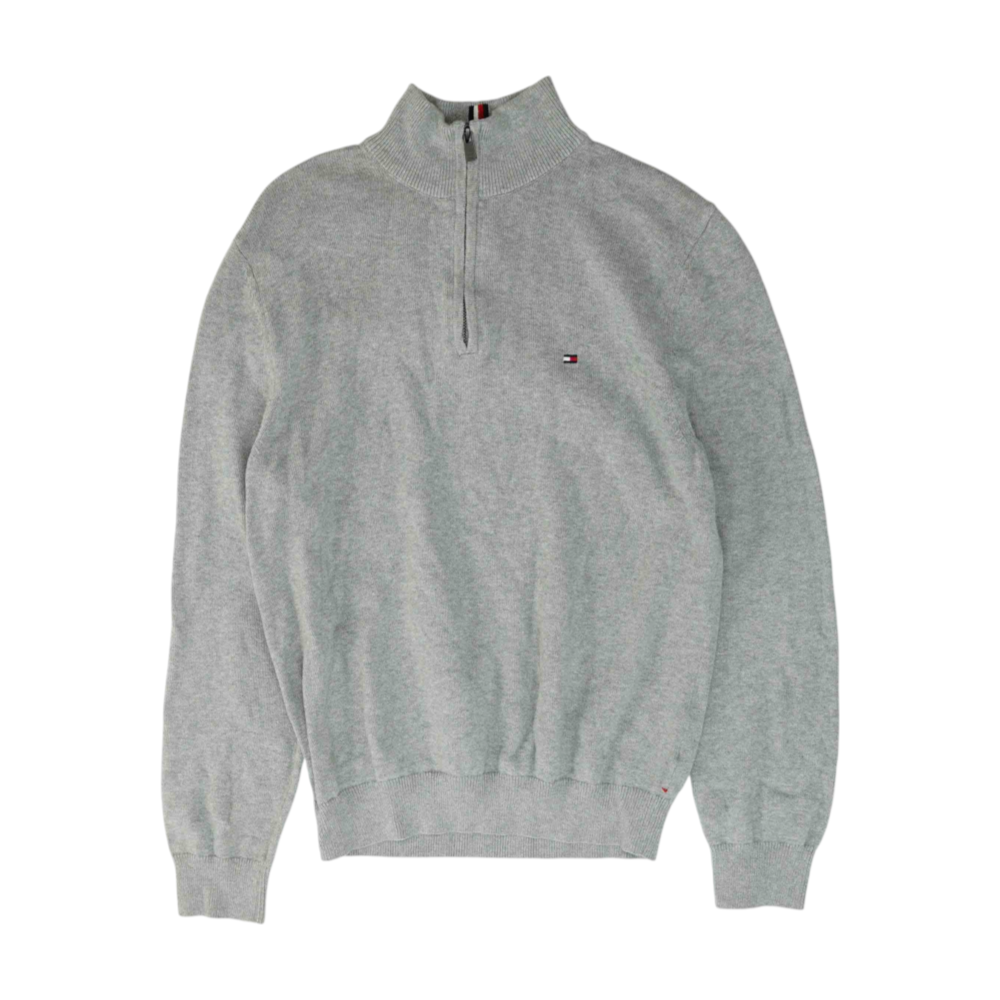 Gray Solid 1/4 Zip Sweater