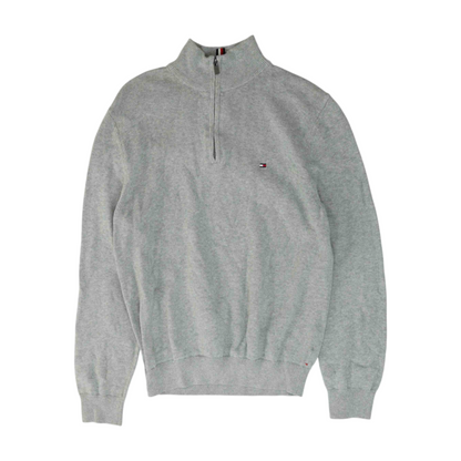 Gray Solid 1/4 Zip Sweater