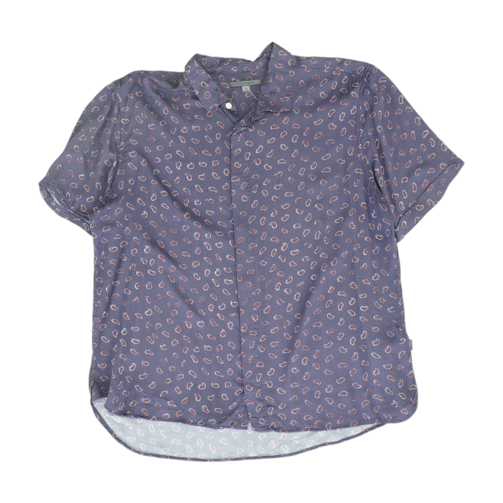 Navy Paisley Short Sleeve Button Down
