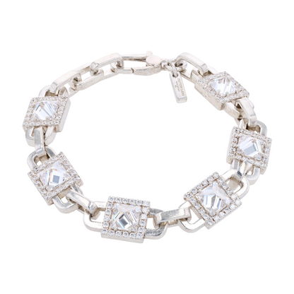 Sterling Silver Cubic Zirconia Chain Bracelet