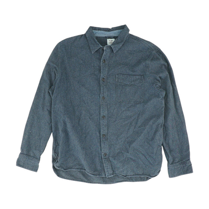 Blue Solid Flannel Button Down