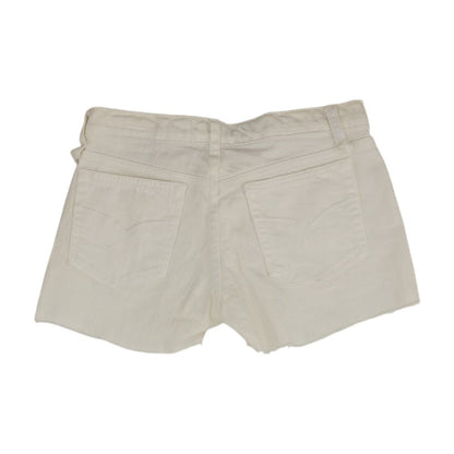 White Solid Denim Shorts