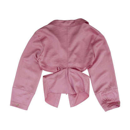 Pink Solid Long Sleeve Blouse