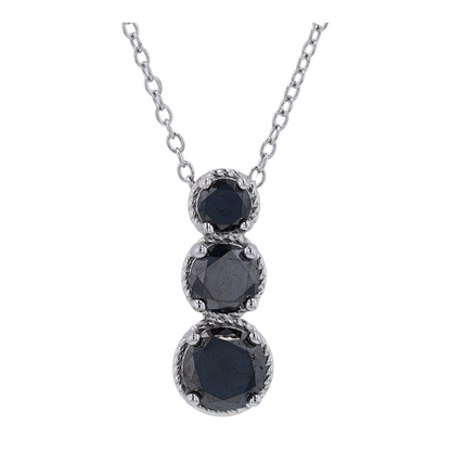 1 3/4 ctw Sterling Silver Black Diamond Pendant Necklace