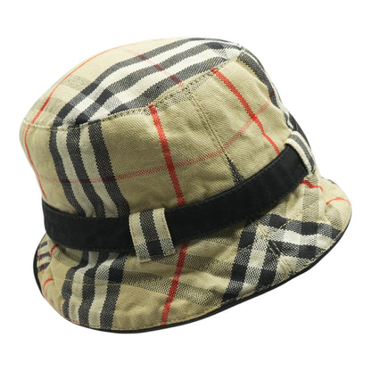 Buckled Check Bucket Hat in Beige