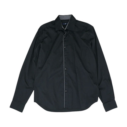 Black Solid Long Sleeve Button Down