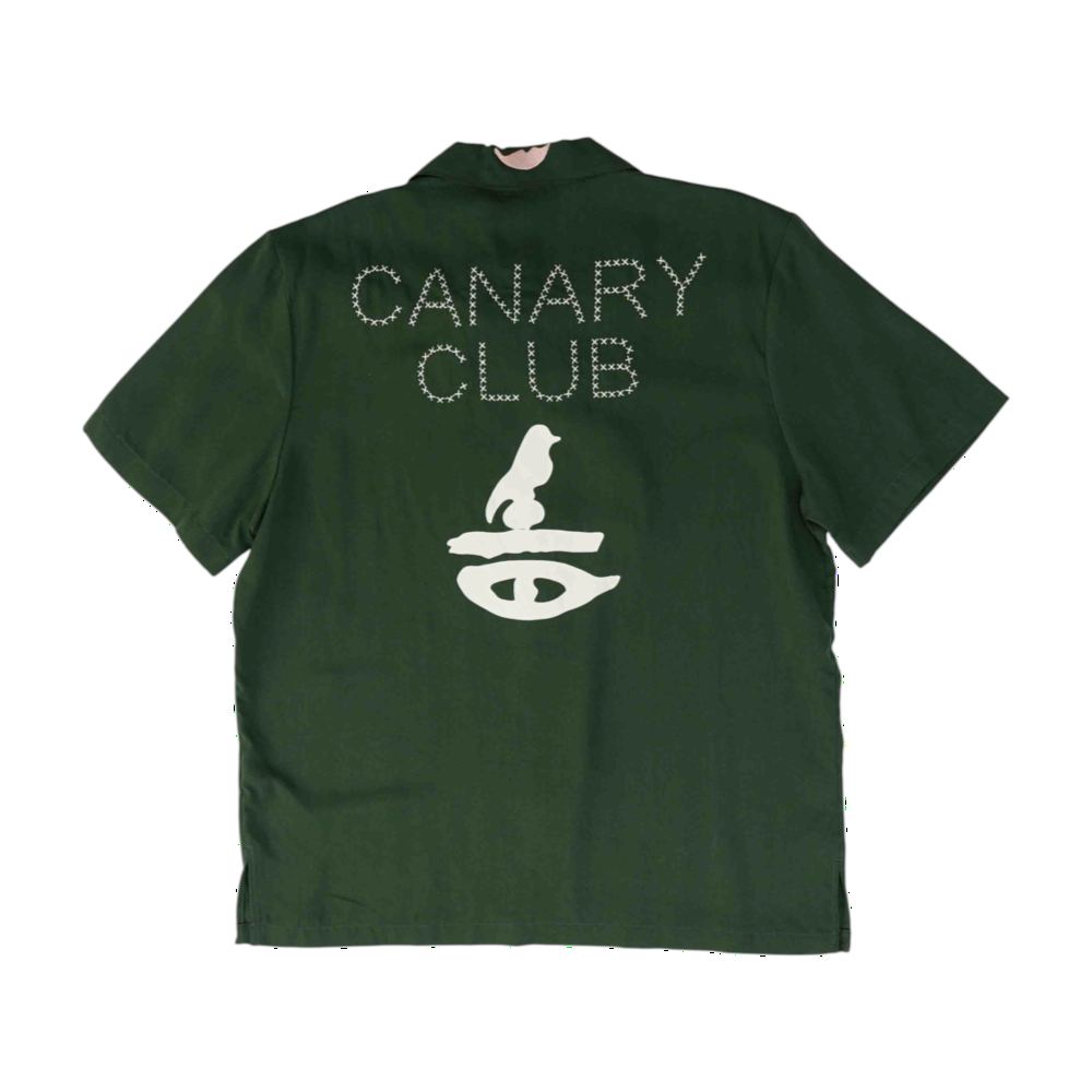 Green Solid Short Sleeve Button Down