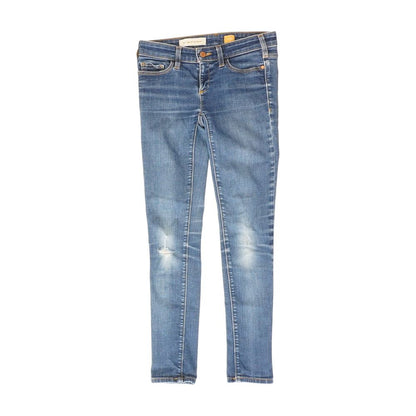 Blue Solid Skinny Leg Jeans
