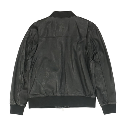 Black Solid Leather Jacket