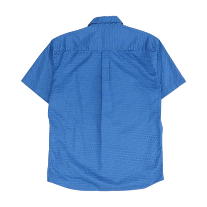 Blue Graphic Short Sleeve Button Down