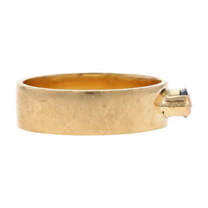 18K Gold East West Set Marquise Sapphire On Flat Band