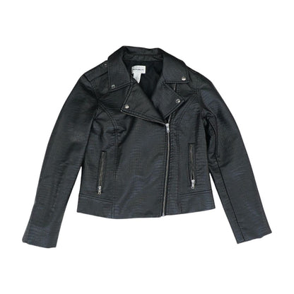 Black Animal Print Faux Leather Jacket