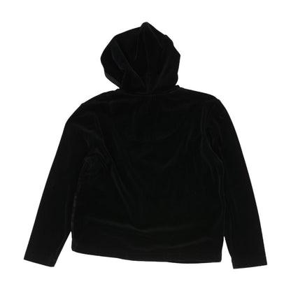 Vintage Black Solid 1/4 Zip Cropped Velvet Pullover