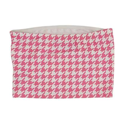 Pink Houndstooth Cropped Blouse