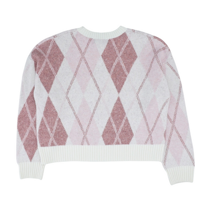 Pink Argyle Pullover Sweater