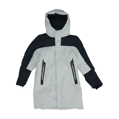 White Color Block Puffer Coat
