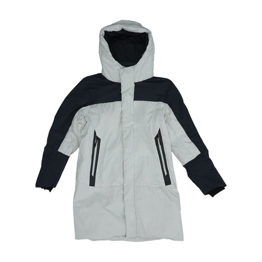 White Color Block Puffer Coat